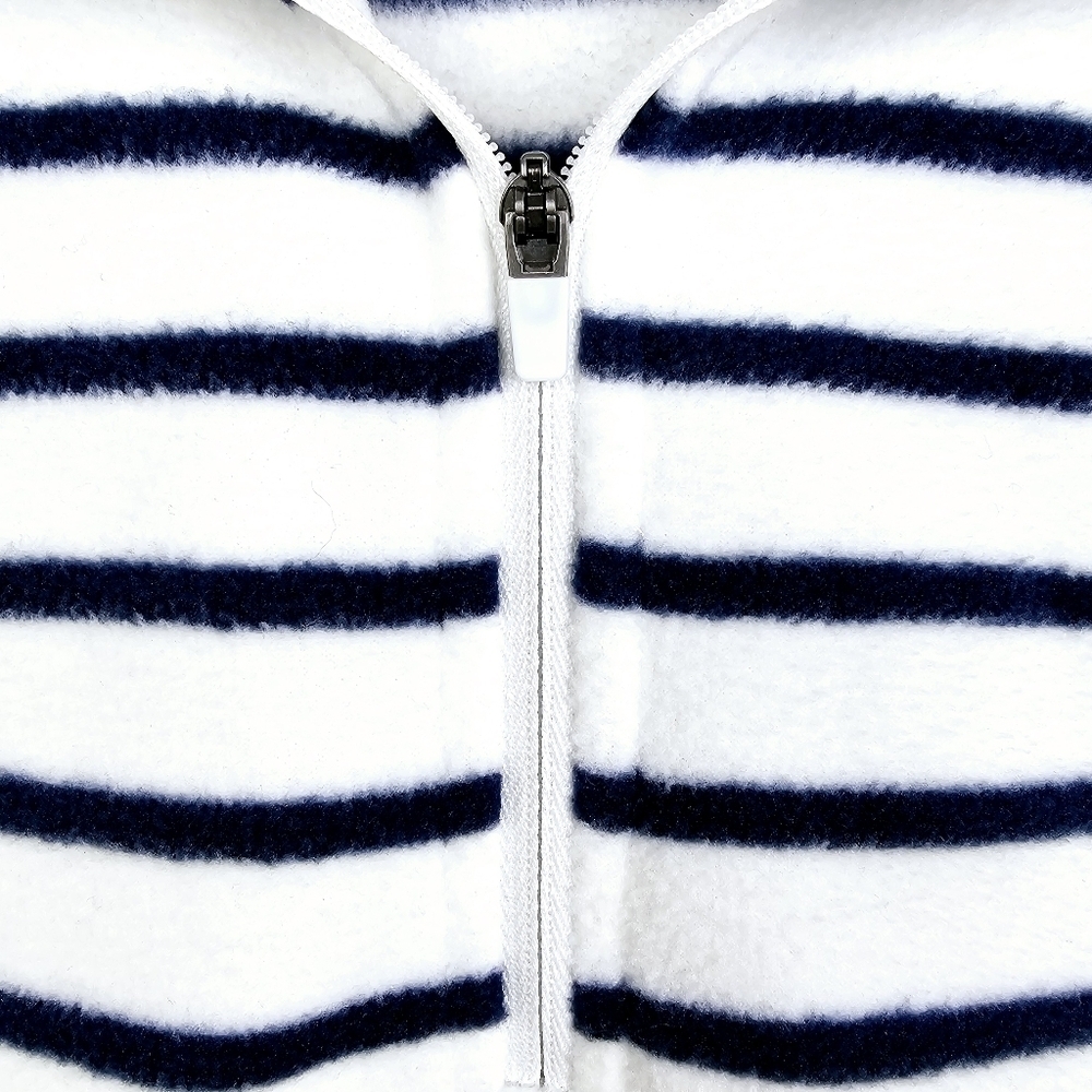 Lands' End Navy Blue & White Striped Fleece - Picture 5 of 8